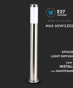 Επιδαπέδιο φωτιστικό κήπου E27 IP44 Stainless + PC με Satin Nickel σώμα 80cm V-TAC – 8625