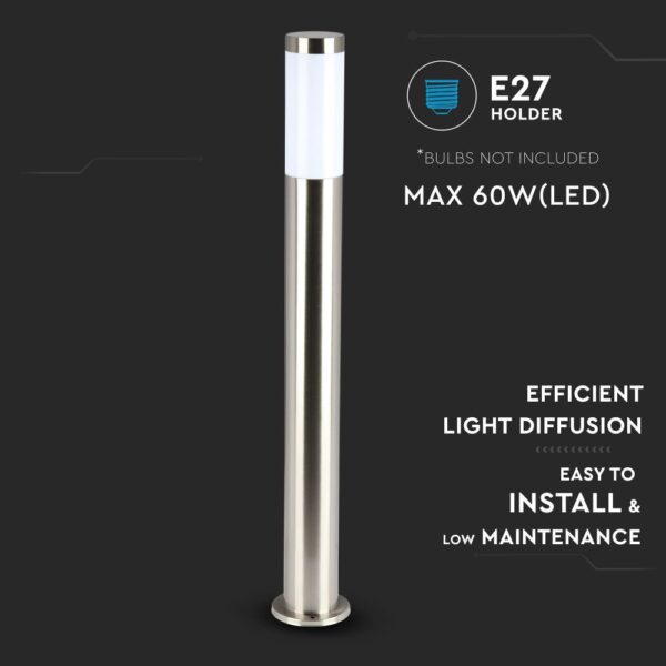 Επιδαπέδιο φωτιστικό κήπου E27 IP44 Stainless + PC με Satin Nickel σώμα 80cm V-TAC – 8625