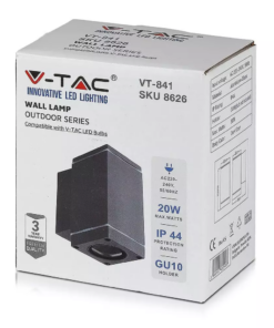 LED επιτοίχιο φωτιστικό GU10, τετράγωνο γκρί σώμα (Downlight) V-TAC – 8626