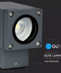 LED επιτοίχιο φωτιστικό GU10, τετράγωνο γκρί σώμα (Downlight) V-TAC – 8626