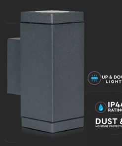 LED επιτοίχιο φωτιστικό GU10, τετράγωνο γκρί σώμα (Up & Down) V-TAC – 8627