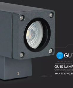 LED επιτοίχιο φωτιστικό GU10, τετράγωνο γκρί σώμα (Up & Down) V-TAC – 8627