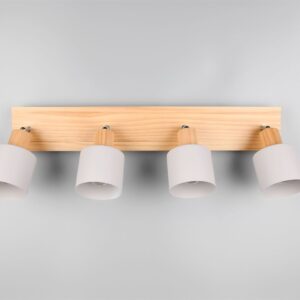Πολύφωτο Οροφής SHANTI Σποτ 4xE14 Γκρι και Ξύλο Trio Lighting – 862700476