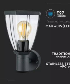 Εξωτερικό επιτοίχιο φωτιστικό Ε27, μαύρο σώμα V-TAC – 8628