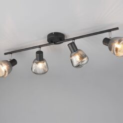 Φωτιστικό Οροφής Σποτ Μαύρο Ματ & Γυαλί TARIFA 4xE14 Trio Lighting – 862800432