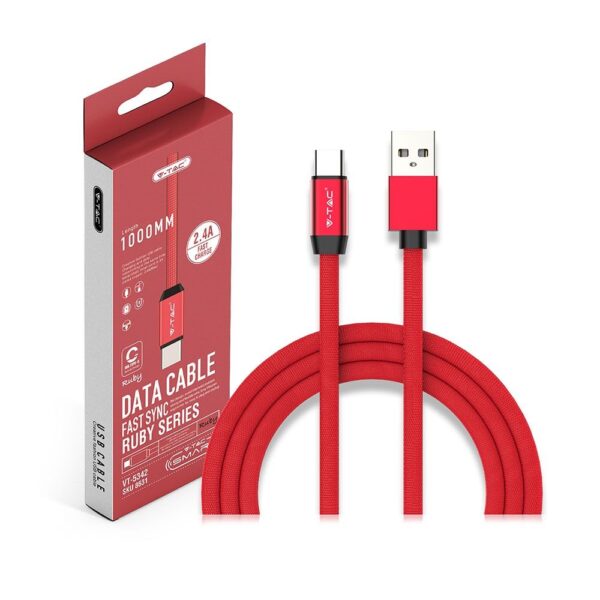 Καλώδιο USB Type C Κόκκινο 1m Ruby Series V-TAC – 8631