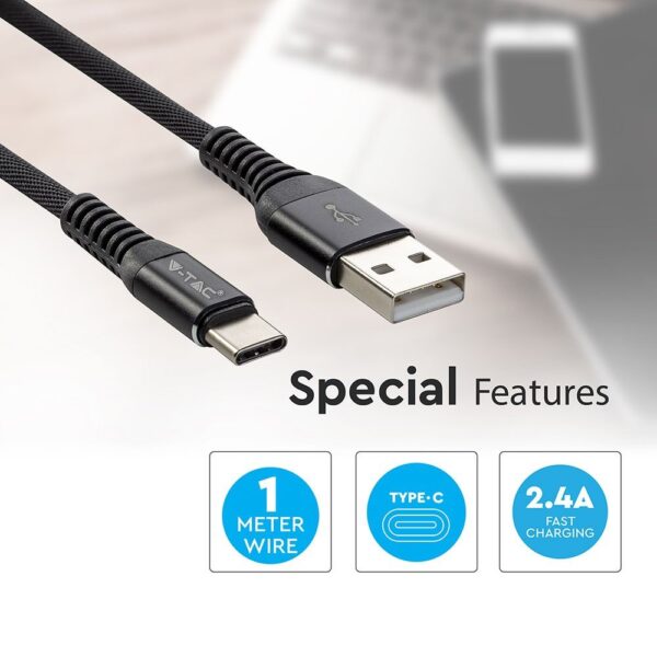 Καλώδιο USB Type C μαύρο 1m Gold Series V-TAC – 8632