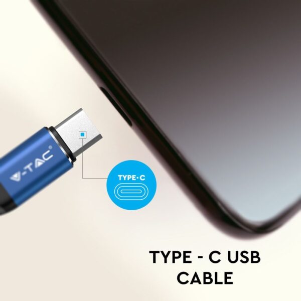 Καλώδιο USB Type C μπλε 1m Gold Series V-TAC – 8633