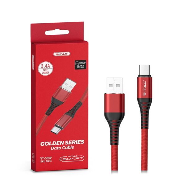 Καλώδιο USB Type C κόκκινο 1m Gold Series V-TAC – 8634