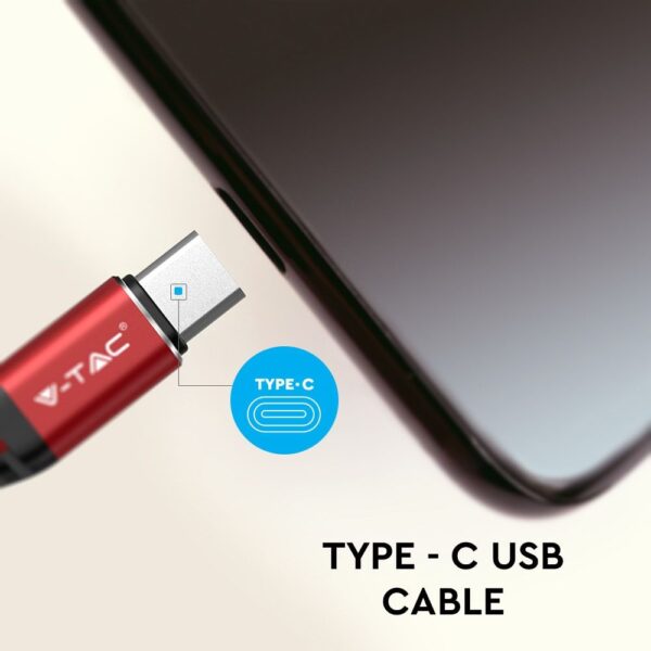 Καλώδιο USB Type C κόκκινο 1m Gold Series V-TAC – 8634