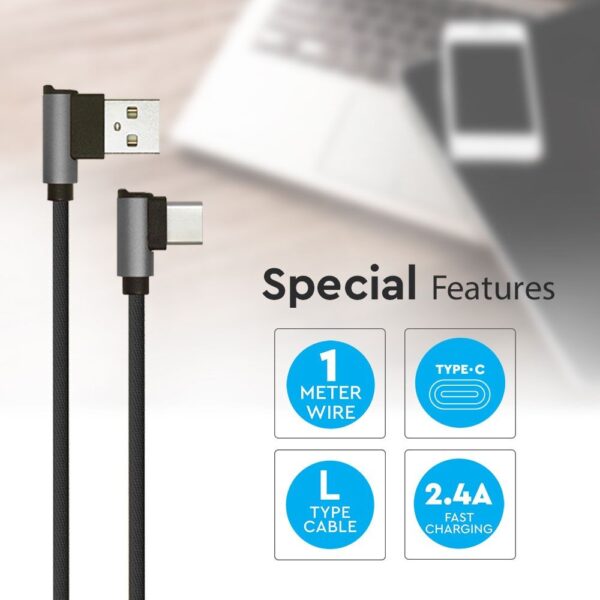 Καλώδιο USB Type C μαύρο 1m Diamond Series V-TAC – 8638