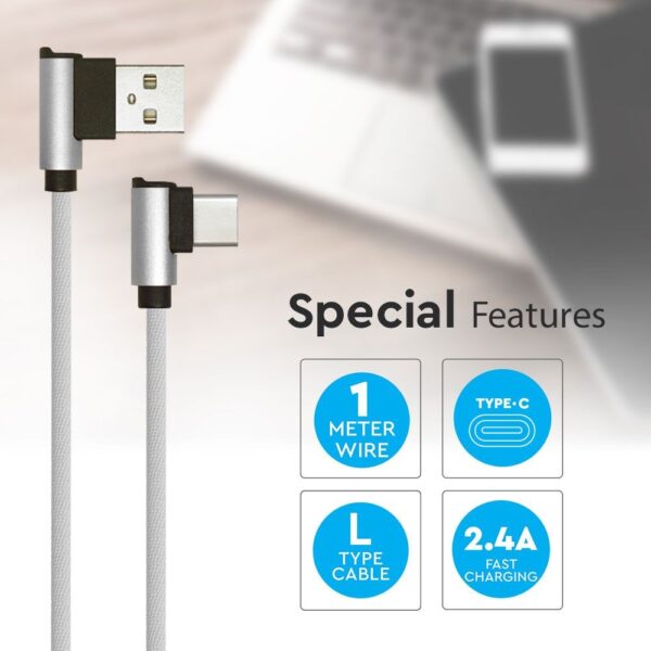 Καλώδιο USB Type C Γκρι 1m Diamond Series V-TAC – 8639