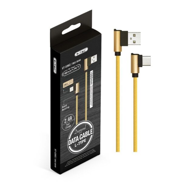 Καλώδιο USB Type C χρυσό 1m Diamond Series V-TAC – 8640
