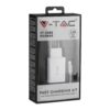 Ταχυφορτιστής ταξιδίου με καλώδιο TYPE-C USB 18W 3.0A Λευκό σώμα V-TAC – 8643