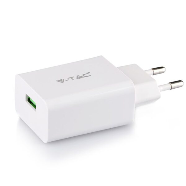 Ταχυφορτιστής ταξιδίου με καλώδιο TYPE-C USB 18W 3.0A Λευκό σώμα V-TAC – 8643