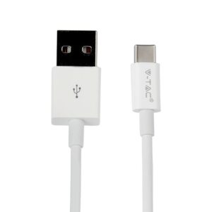 Ταχυφορτιστής ταξιδίου με καλώδιο TYPE-C USB 18W 3.0A Λευκό σώμα V-TAC – 8643