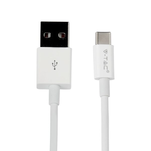 Ταχυφορτιστής ταξιδίου με καλώδιο TYPE-C USB 18W 3.0A Λευκό σώμα V-TAC – 8643