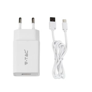 Ταχυφορτιστής ταξιδίου με καλώδιο Micro USB Λευκό σώμα V-TAC – 8645