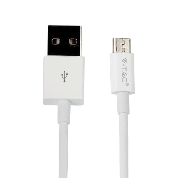 Ταχυφορτιστής ταξιδίου με καλώδιο Micro USB Λευκό σώμα V-TAC – 8645