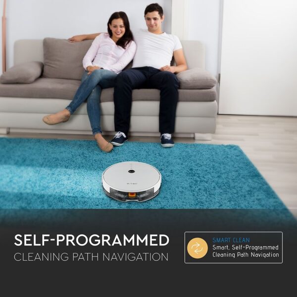 Ρομποτική Σκούπα Wi-Fi Smart Home V-TAC Λευκή Συμβατή με Amazon Alexa & Google Home – 8649