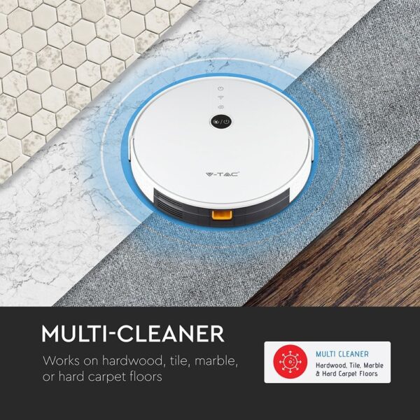 Ρομποτική Σκούπα Wi-Fi Smart Home V-TAC Λευκή Συμβατή με Amazon Alexa & Google Home – 8649