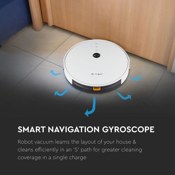 Ρομποτική Σκούπα Wi-Fi Smart Home V-TAC Λευκή Συμβατή με Amazon Alexa & Google Home – 8649