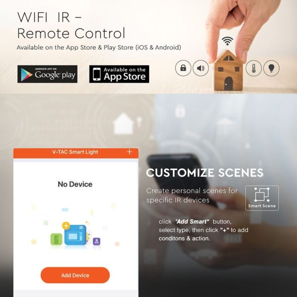 Wi-Fi Τηλεχειριστήριο Υπερύθρων IR Smart Home Συμβατός Με Amazon Alexa & Google Home V-TAC – 8651