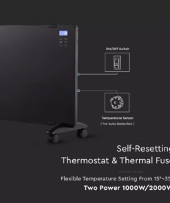 Θερμαντικό σώμα panel 2000W μαύρο με οθόνη & χειριστήριο V-TAC – 8664