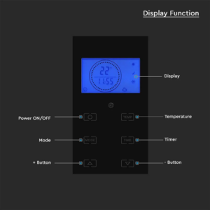 Θερμαντικό σώμα panel 2000W μαύρο με οθόνη & χειριστήριο V-TAC – 8664