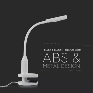 Led φωτιστικό γραφείου με κλίπ στερέωσης 7W, θερμό λευκό, λευκό σώμα V-TAC – 8672