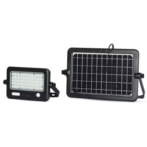 LED ηλιακός προβολέας 10W Φυσικό 4000K Μαύρο σώμα με Ανιχνευτή Κίνησης V-TAC – 8674