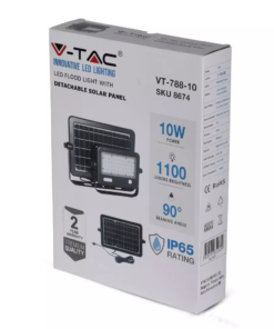 LED ηλιακός προβολέας 10W Φυσικό 4000K Μαύρο σώμα με Ανιχνευτή Κίνησης V-TAC – 8674