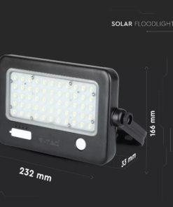 LED ηλιακός προβολέας 10W Φυσικό 4000K Μαύρο σώμα με Ανιχνευτή Κίνησης V-TAC – 8674