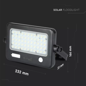 LED ηλιακός προβολέας 10W Φυσικό  4000K Μαύρο σώμα με Ανιχνευτή Κίνησης V-TAC – 8674
