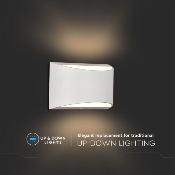 Επιτοίχιο Φωτιστικό Up-Down LED Λευκό ΙP54 Αλουμίνιο V-TAC 9W 4000K Φυσικό – 218683