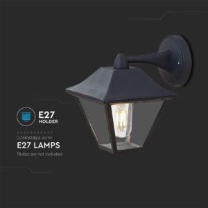 Επίτοιχο φωτιστικό Μαύρο Φαναράκι 1xE27 IP44 V-TAC – 8686