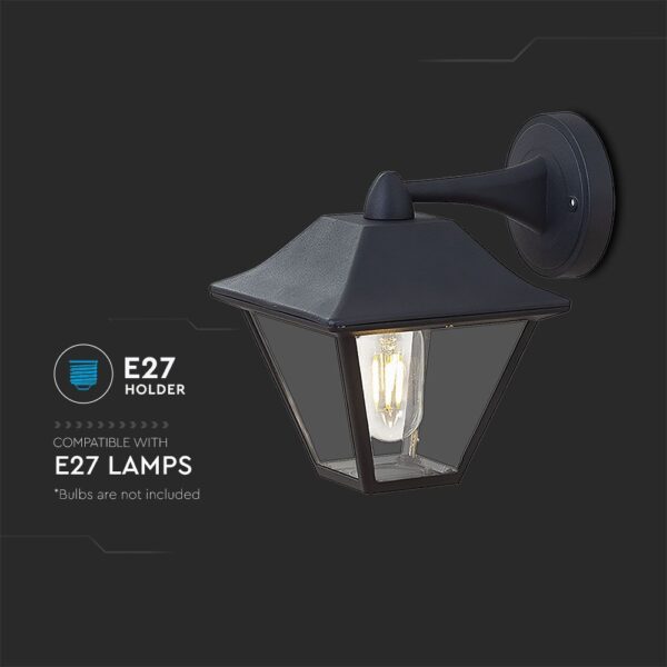 Επίτοιχο φωτιστικό Μαύρο Φαναράκι 1xE27 IP44 V-TAC – 8686
