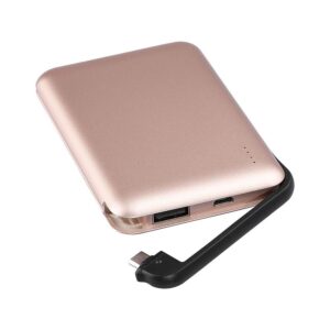 Power Bank 5000mAh Ροζ Χρυσό V-TAC με ενσωματωμένο καλώδιο – 8867