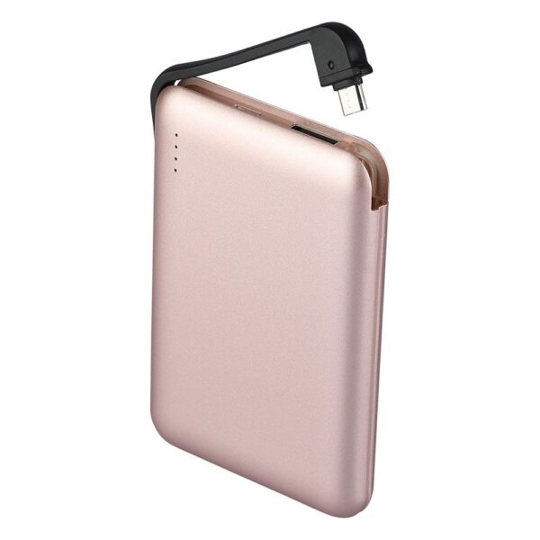 Power Bank 5000mAh Ροζ Χρυσό V-TAC με ενσωματωμένο καλώδιο – 8867