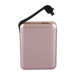 Power Bank 5000mAh Ροζ Χρυσό V-TAC με ενσωματωμένο καλώδιο – 8867