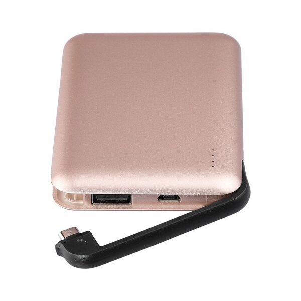Power Bank 5000mAh Ροζ Χρυσό V-TAC με ενσωματωμένο καλώδιο – 8867