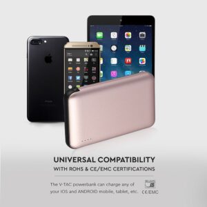 Power Bank 5000mAh Ροζ Χρυσό V-TAC με ενσωματωμένο καλώδιο – 8867