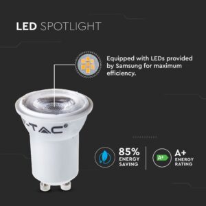 LED Spot Λάμπα Mini MR11 Φ35 GU10 2W V-TAC PRO Samsung Chip Θερμό 3000Κ – 21869