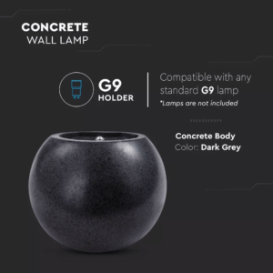 Επιτοίχιο SPOT τσιμεντένιο G9 σκούρο γκρι σώμα σφαίρα V-TAC – 8690