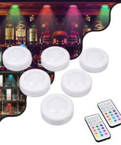 GloboStar® 85818 Φωτιστικά Νυκτός Μπαταρίας LED SMD 5050 6W 600lm με Ασύρματο Χειριστήριο RF – ΣΕΤ 6 Τεμαχίων Πολύχρωμα RGB