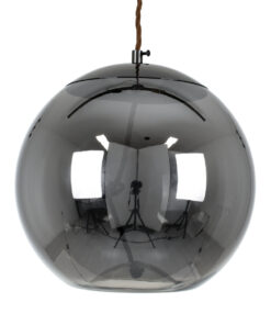 GloboStar® ΑΧΤΟΝ 00749 Μοντέρνο Κρεμαστό Φωτιστικό Οροφής Μονόφωτο Διάφανο Φιμέ Νίκελ Γυάλινο LED AC 100-240V Θερμό Λευκό 2700K Φ30 x Y30cm