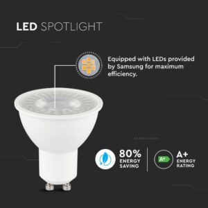 LED Spot Λάμπα GU10 7.5W V-TAC PRO Samsung Chip 110° 610lm Ψυχρό 6400K – 21874