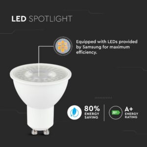LED Spot Λάμπα GU10 7.5W V-TAC PRO Samsung Chip 38° 610lm Θερμό Λευκό 3000Κ – 21875