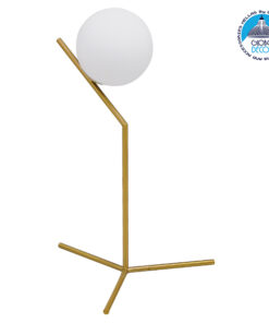 GloboStar® ELFIS GOLD 01551 Μοντέρνο Επιτραπέζιο Φωτιστικό Πορτατίφ Μονόφωτο Χρυσό Μεταλλικό με Λευκό Γυαλί Φ15 x Υ53cm