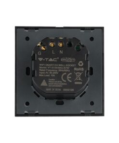 Wi-Fi Πρίζα Σούκο Μαύρη Πλαστικό & Γυαλί Smart Home Συμβατή Με Amazon Alexa & Google Home V-TAC – 8797